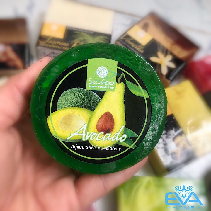 Xà Phòng Saboo Soap Bơ  - Avocado Handmade Thailand ( Tặng 1 túi lưới tạo bọt xà phòng)