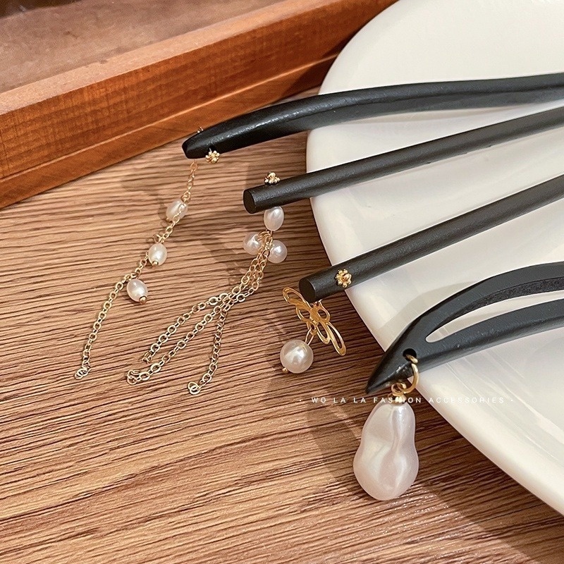 Trâm Cài Tóc Bằng Gỗ Mun Thiết Kế Giản Dị Hiện Đại Phong Cách Trung Hoa