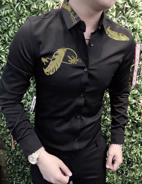 Sơ mi phối in họa tiết