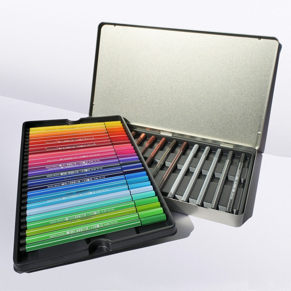 Hộp thiếc 40 cây bút lông màu STABILO Pen 68 1.0mm + Tuyển tập tô màu STABILO SVCB (PN6840MB)