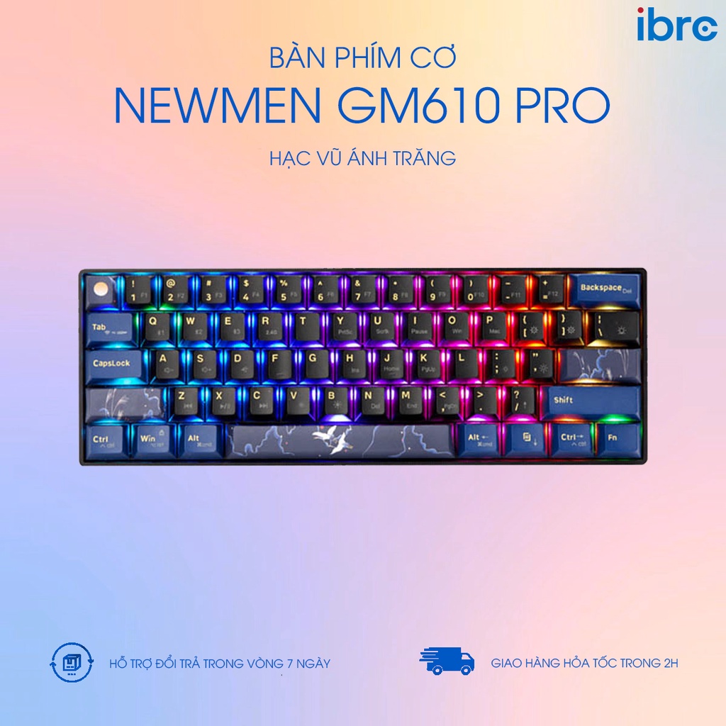 Bàn phím cơ không dây newmen GM610 PRO Hạc Vũ Ánh Trăng