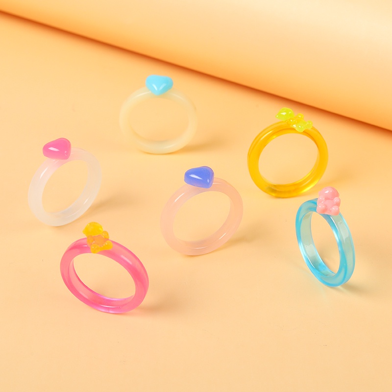 Cặp Nhẫn Hình Trái Tim Màu Xanh Dương Hồng Thời Trang Cho Cặp Đôi