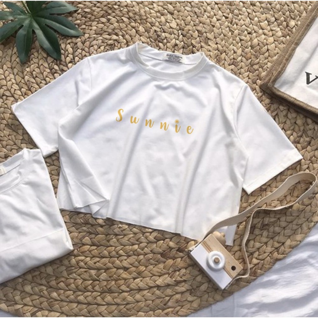 Áo Croptop sunnie ☀️ màu trắng ảnh thật cực xinh