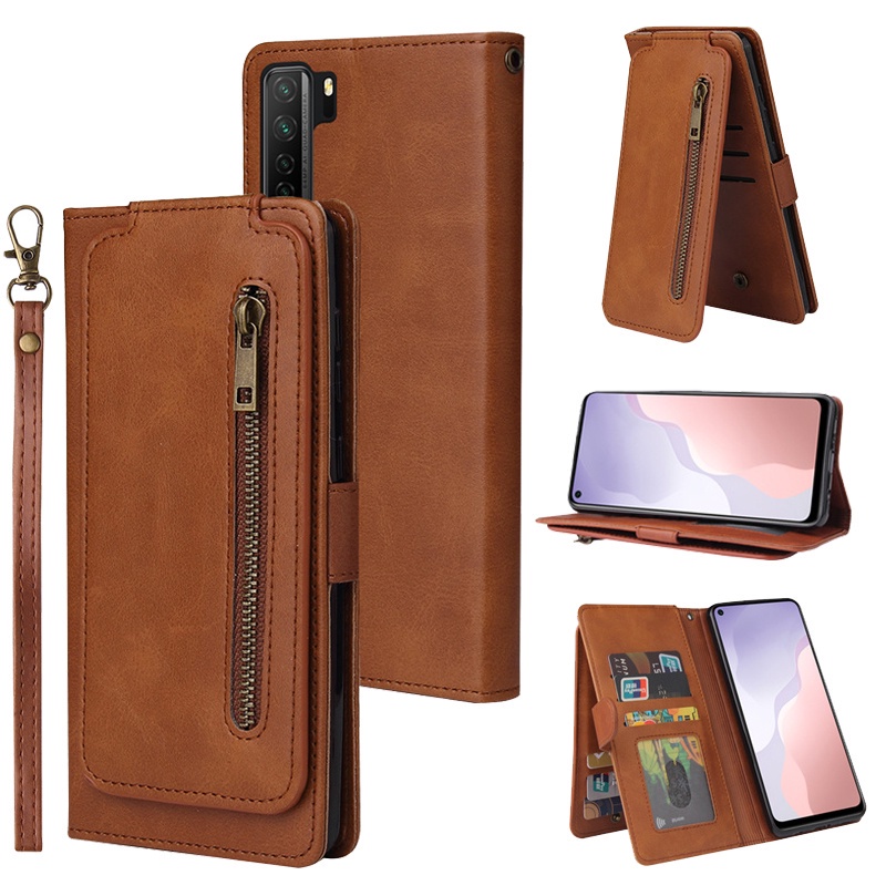 Ốp điện thoại da kiểu ví lật có khóa kéo thời trang cho HUAWEI 10 LITE 10I 9S 8A 8S Y5 ENJOY 9S 9 Y7 Y9 PRIME Y6P Y6 PRO