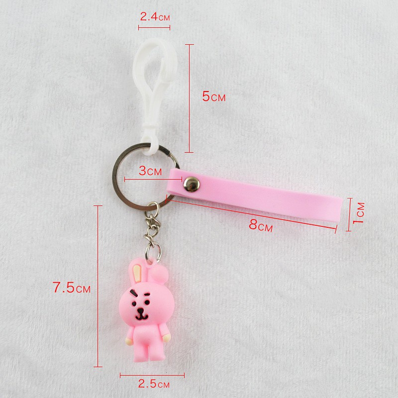 Móc khóa BT21 silicon có tag màu, móc khóa thần tượng âm nhạc