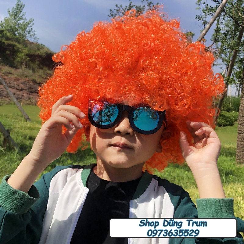 Tóc giả hóa trang chú hề hài hước nhiều màu một màu