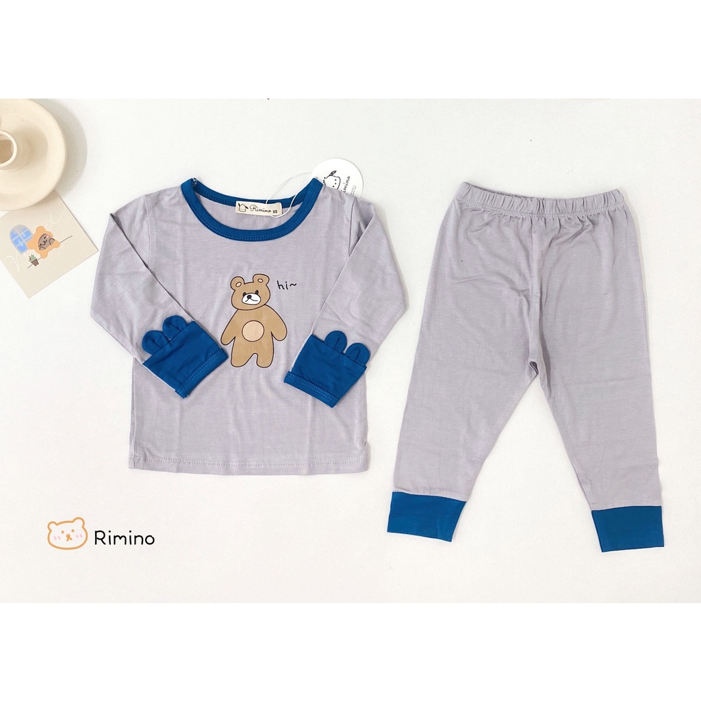 [SALE] Bộ Quần Áo Bé Trai, Bé Gái KIMCHIBABY Vải Thun Lạnh Hoạ Tiết Gấu Bear,Bộ Dài Tay Cho Bé Mặc Nhà Thu Đông KWTD2203