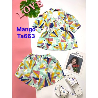 Bộ Pijama Mango Ts663 đùi tay bóp ngắn mềm mát trẻ trung