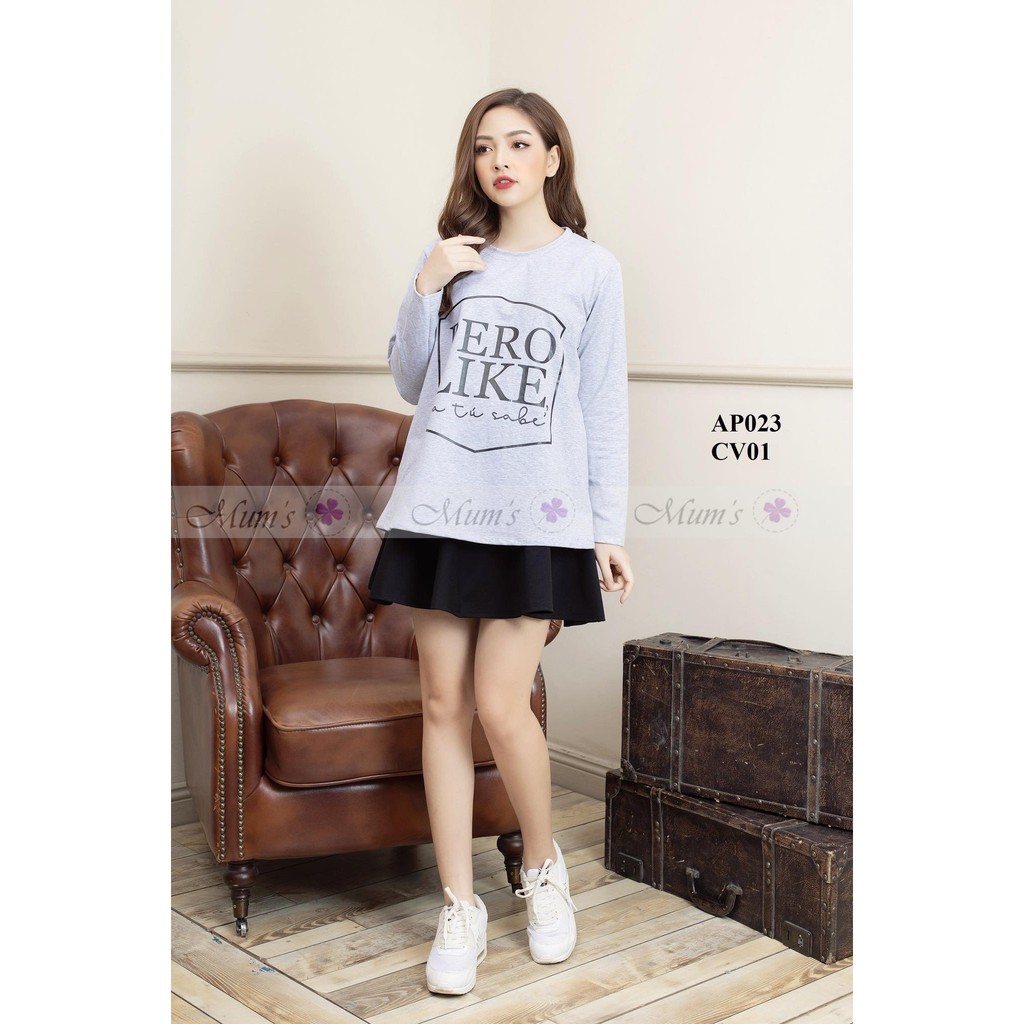 ÁO BẦU FREESHIP VẢI phông chữ cổ tròn dài tay