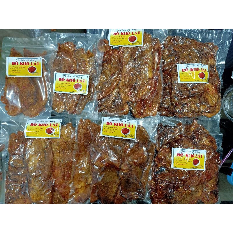 Khô bò lát nguyên miếng 500gr loại 1 chuẩn vị đặc sản Đà Nẵng khô mềm cay ít thịt ngọt thơm | BigBuy360 - bigbuy360.vn