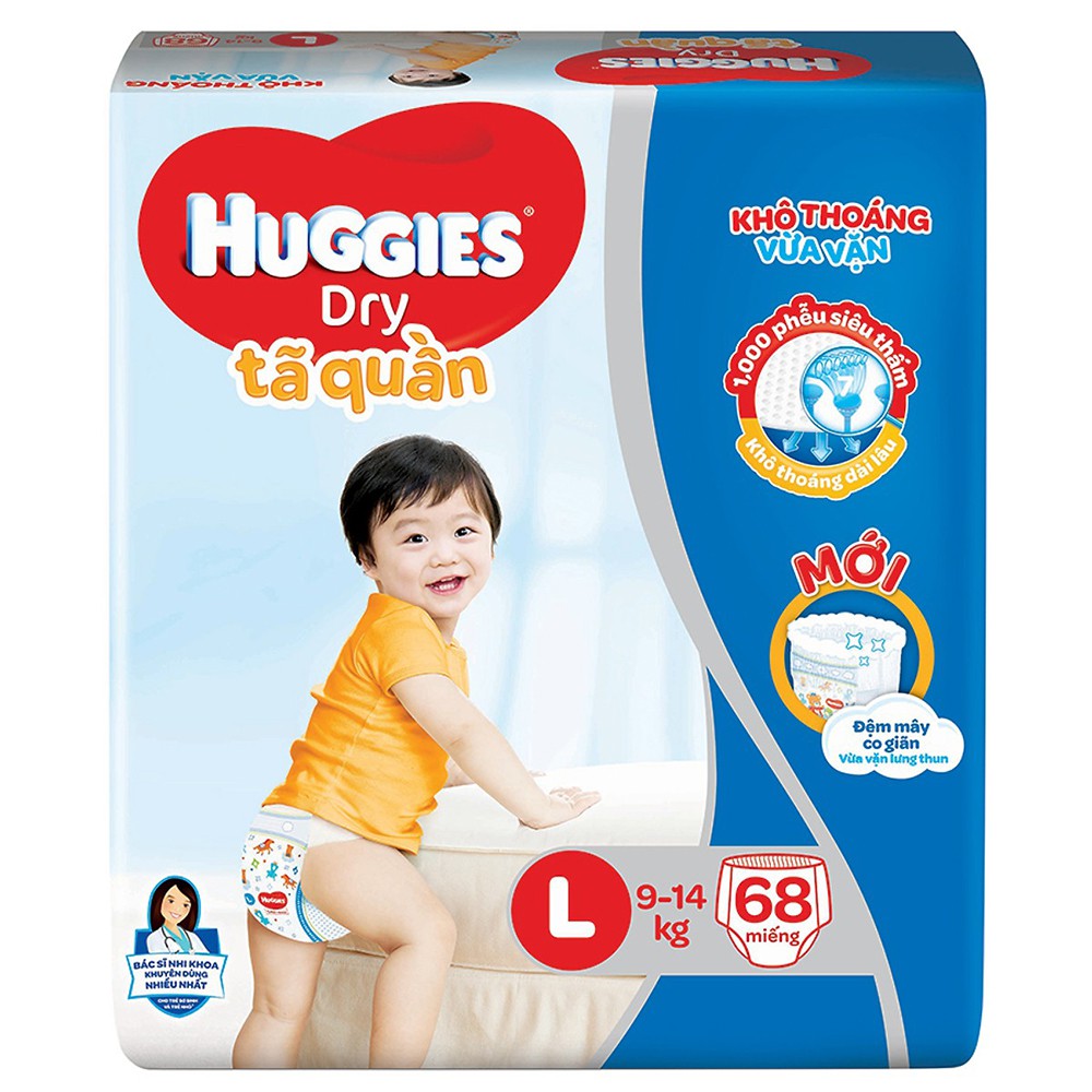 Tã dán/Quần Huggies Dry size M74/L68/XL62/XXL56