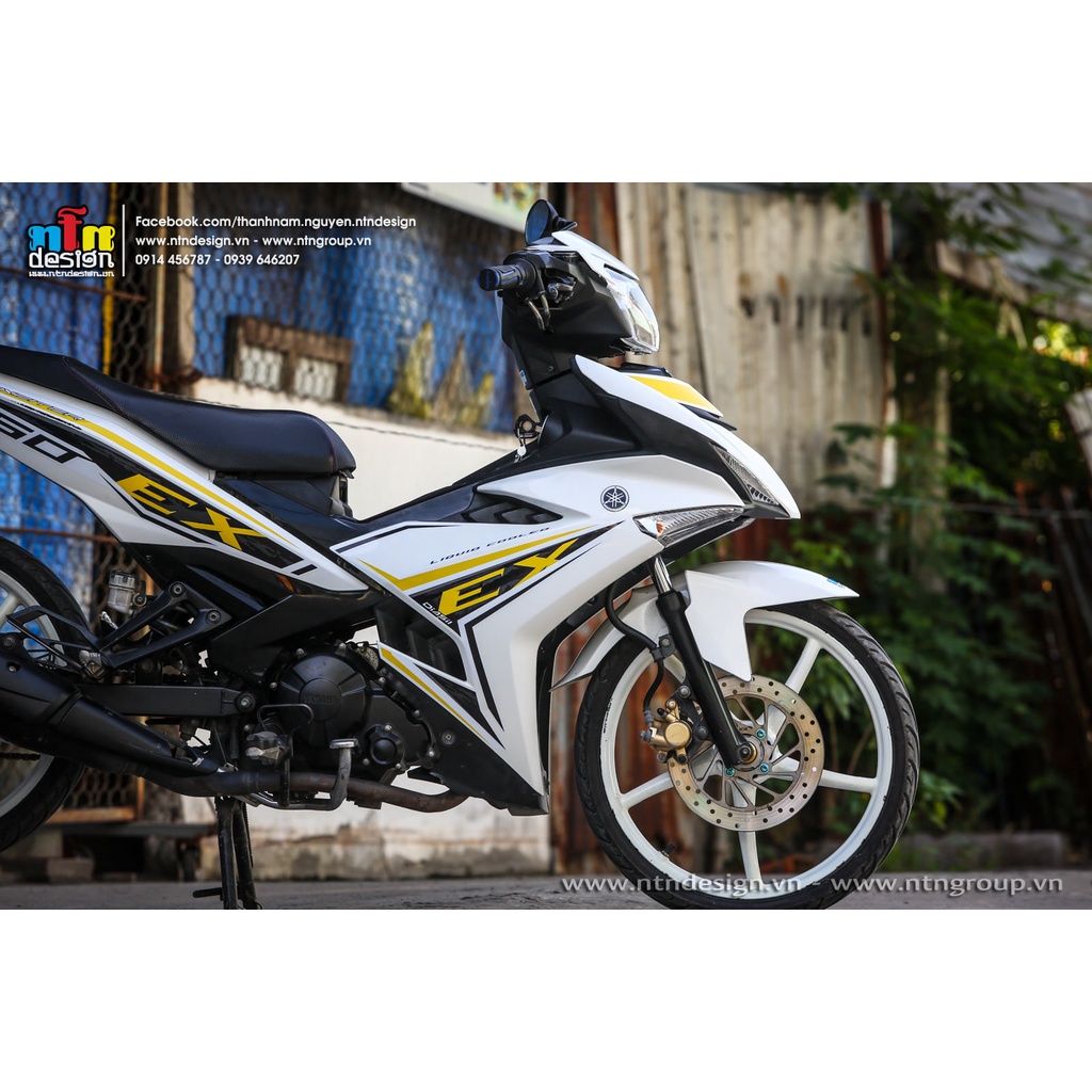 Tem /decal Rời Dán Xe Exciter 150 Mẫu Chữ Ex Trắng Đen Vàng Cực Đẹp, Hàng 3 Lớp Chất Lượng Cao