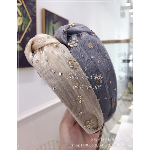 Băng Đô Bờm Cài Tóc Nơ Ren Kim Tuyến Phong Cách Hàn Quốc Phái Nữ