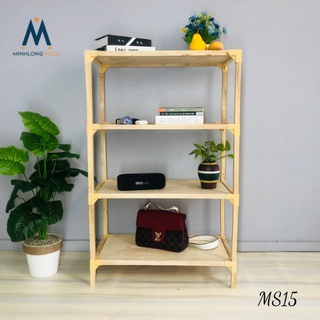 Kệ để lò vi sóng chữ nhật 4 tầng  - gỗ tự nhiên