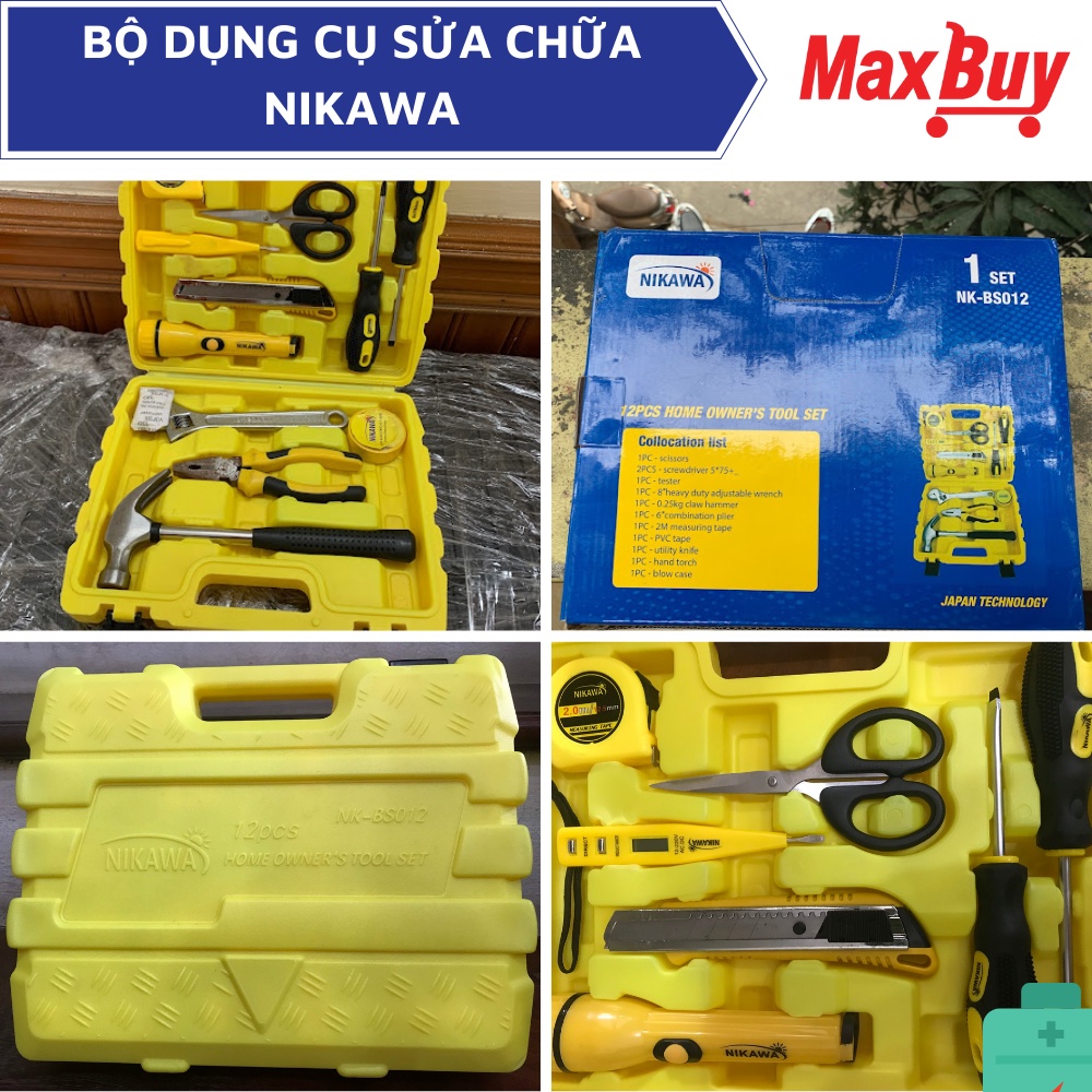 Bộ dụng cụ sửa chữa cầm tay gia đình đa năng đồ nghề điện sửa chữa Nikawa 12 món NK-BS012 bảo hành 6 tháng