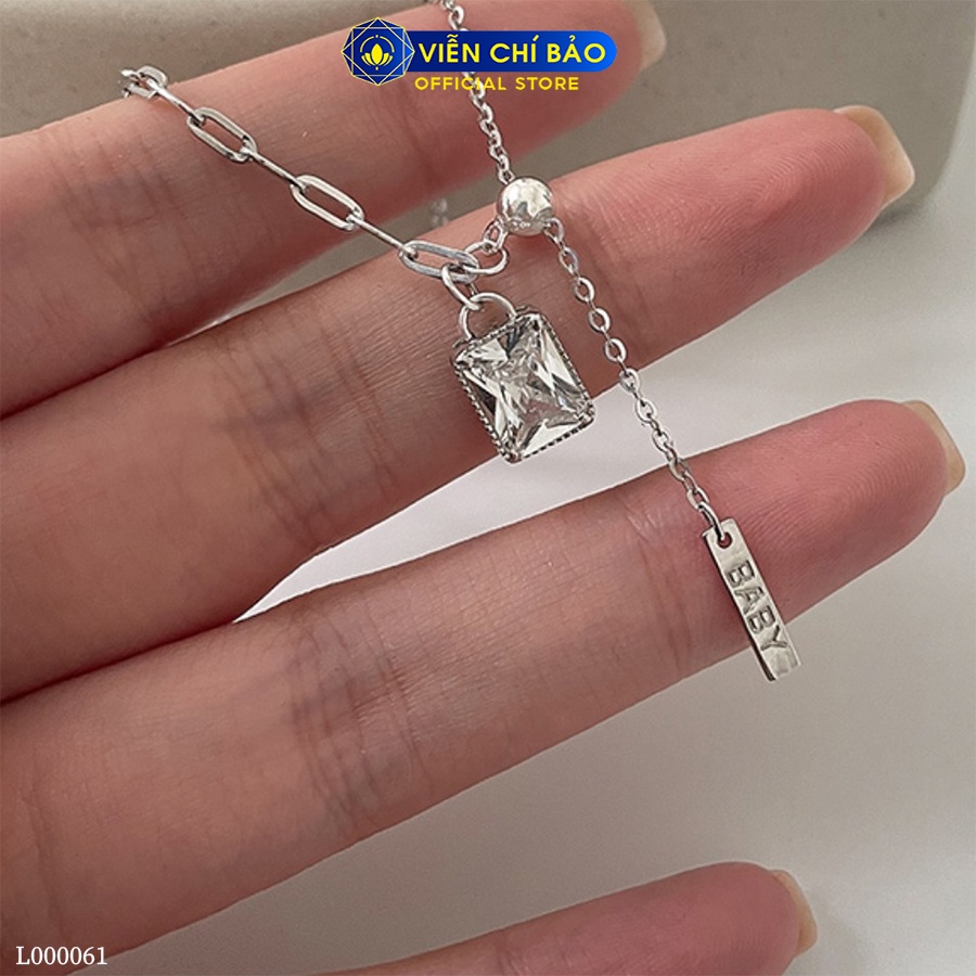 Lắc tay bạc nữ xích đá vuông trắng chất liệu bạc 925 thời trang phụ kiện trang sức Viễn Chí Bảo L000061