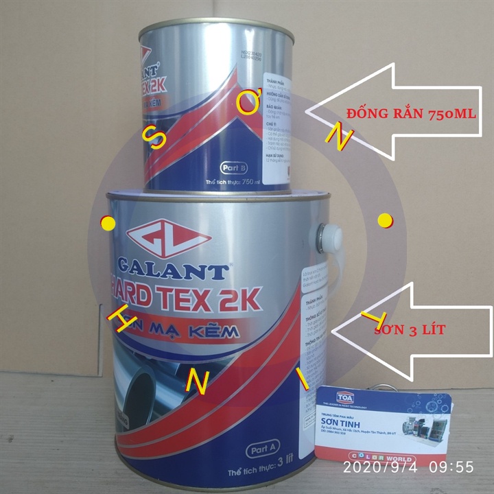 Sơn sắt MẠ KẼM 3,75 lít epoxy Galant nhiều màu - HARD TEX 2K epoxy - 2 thành phần