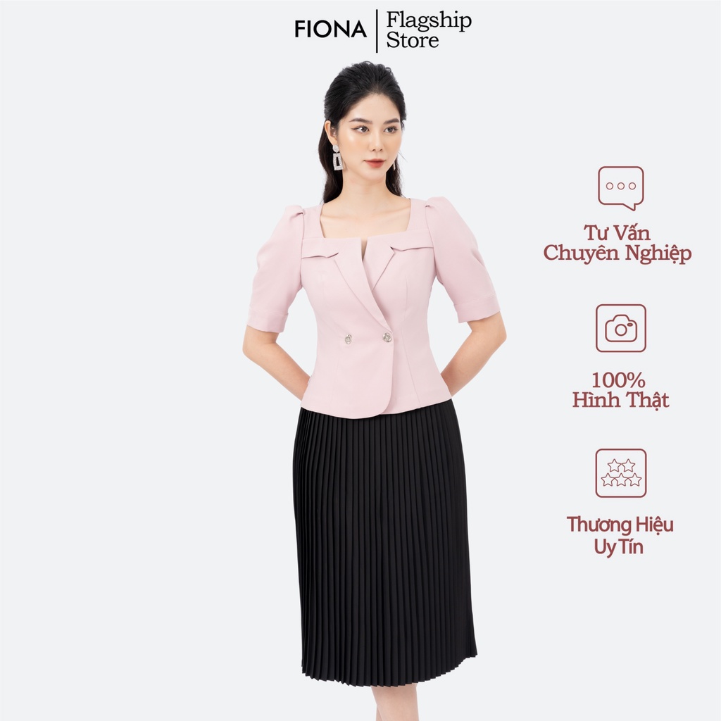 Áo dáng chiết eo cổ vuông cách điệu tay lỡ FIONA F551291