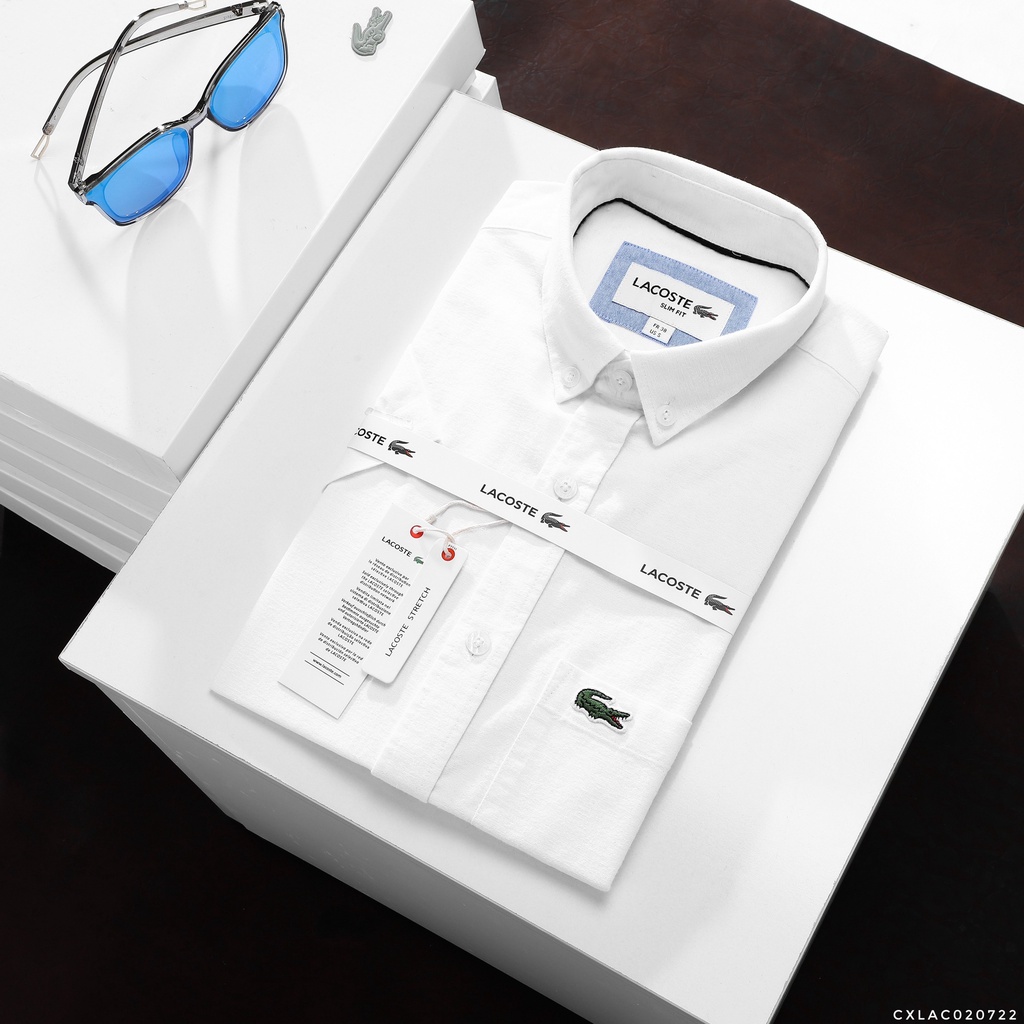 Áo sơ mi nam ngắn tay CÓ TÚI LACOSTE COTTON CỔ CÀI KHUY công nghệ kháng khuẩn thời trang văn phòng lịch lãm có big size