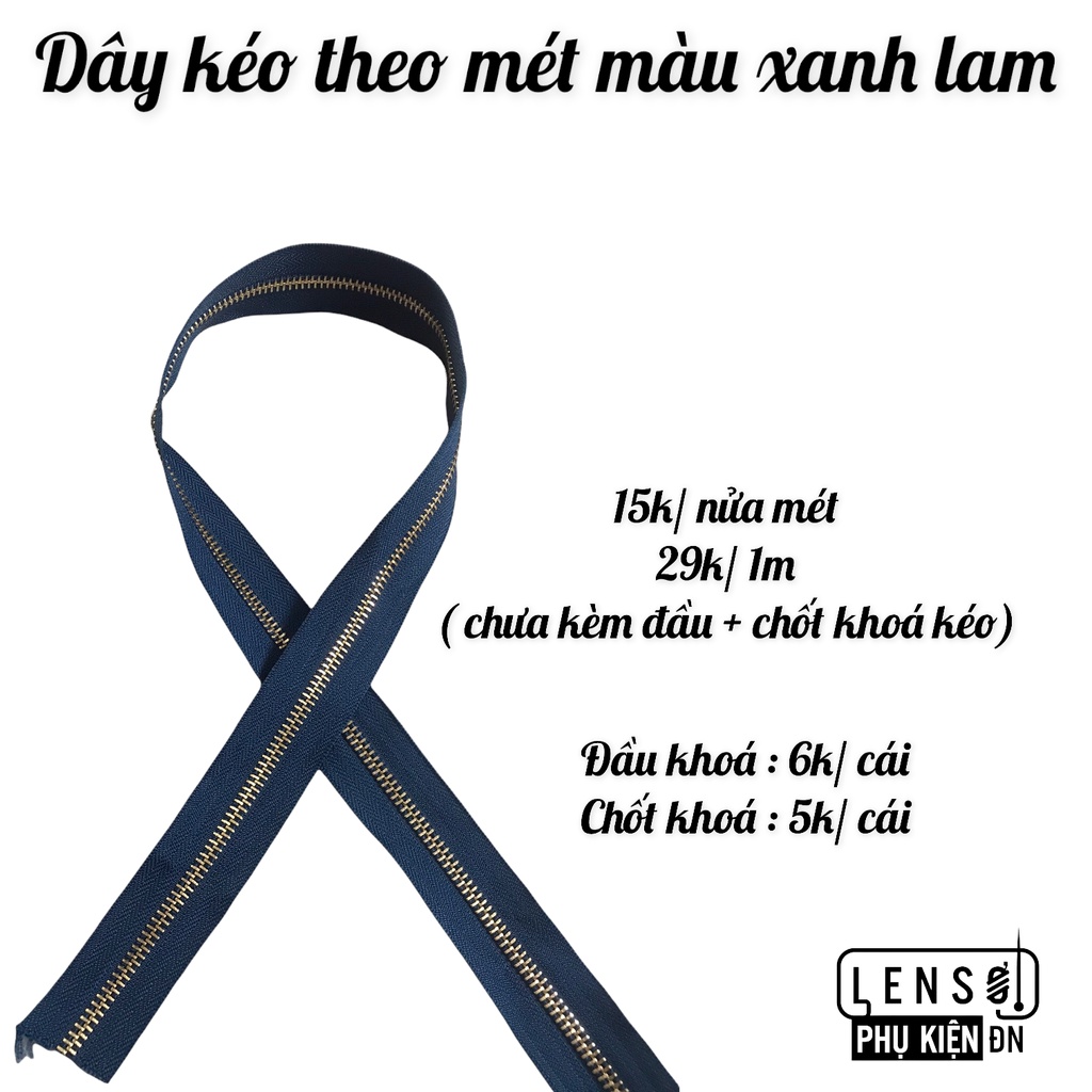 Dây kéo kim loại YKK một chiều răng 5 nhiều màu ( bán theo mét) - Tiệm nhà Lam