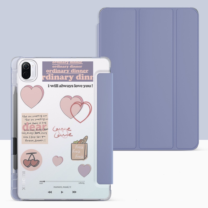 Bao da Cover Cho Máy Tính Bảng Xiaomi Mi Pad 5 / 5 Pro 11 Inch Lưng Trong Suốt Có Khe Đựng Viết Smart Cover