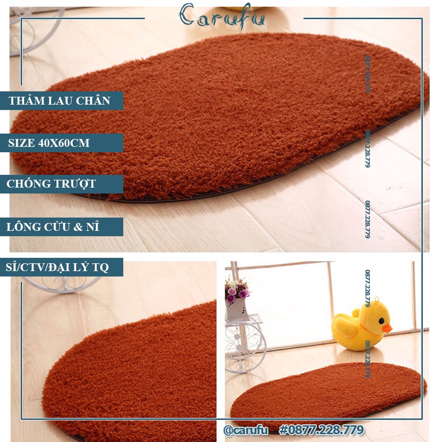 Thảm lông lau chân chống trượt cao cấp giá rẻ cho phòng khách phòng ngủ nhà bếp size 40x60cm