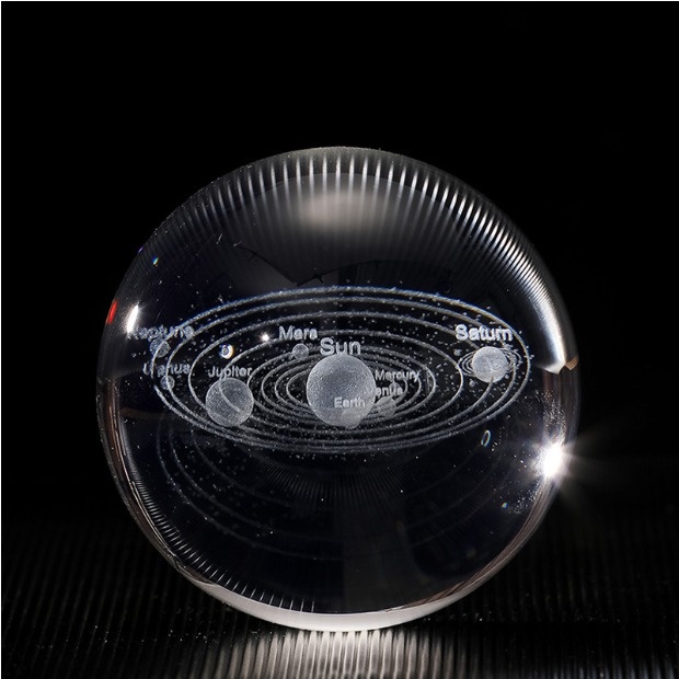 Đèn Pha Lê Quả Cầu Trong Suốt, Đế Gỗ Usb, Trang Trí Decor Phòng Ngủ, Phòng Làm Việc, Phong Thủy