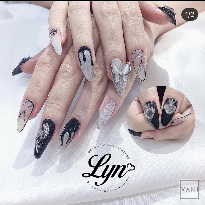 (1 Cái) Phụ Kiện Nail, Charm Hình Bướm Đá Mắt Mèo Xinh Xắn - Vani Store