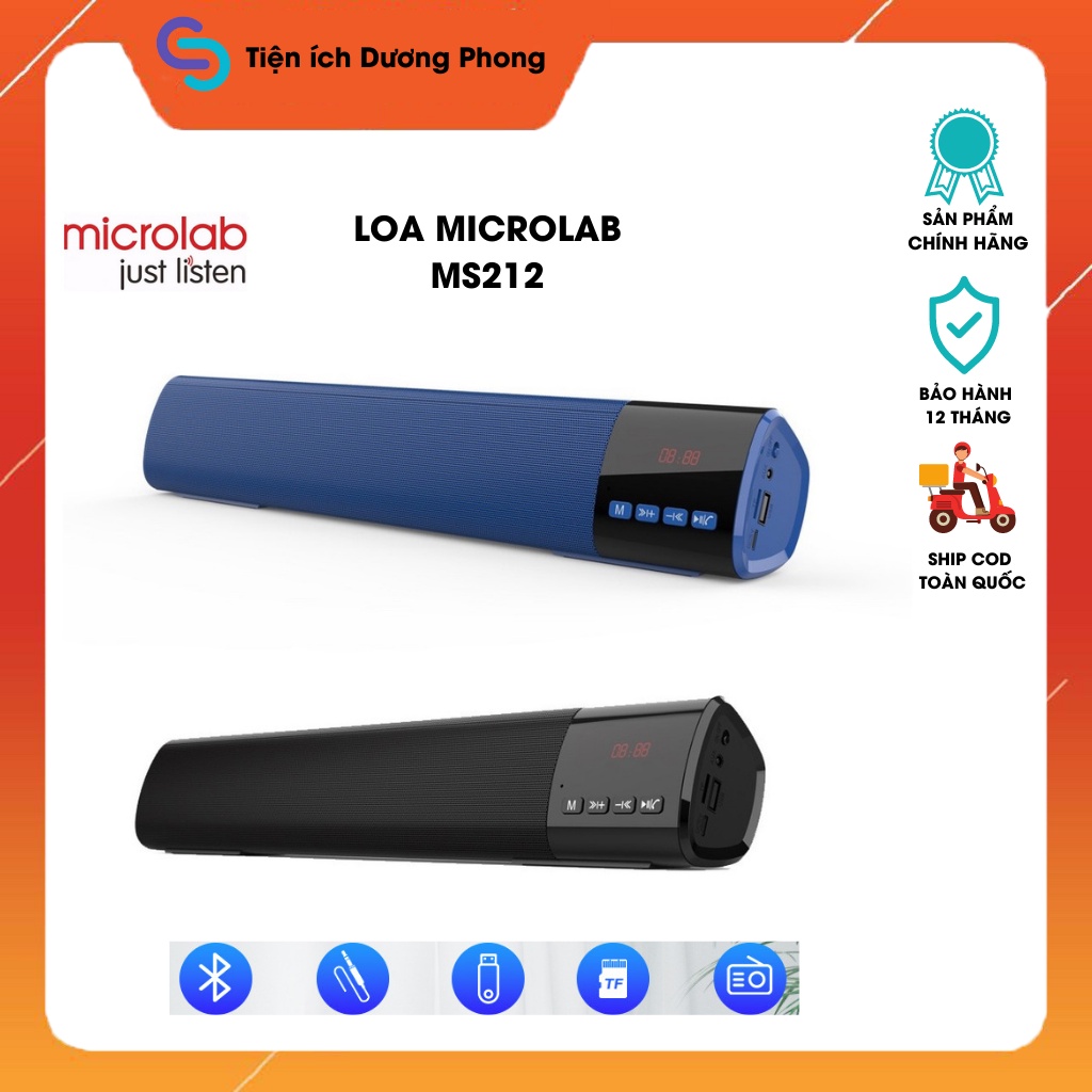 Loa Bluetooth MICROLAB MS212 Bluetooth, FM, Thẻ nhớ, USB, AUX, Pin sạc 8 thumbnail
