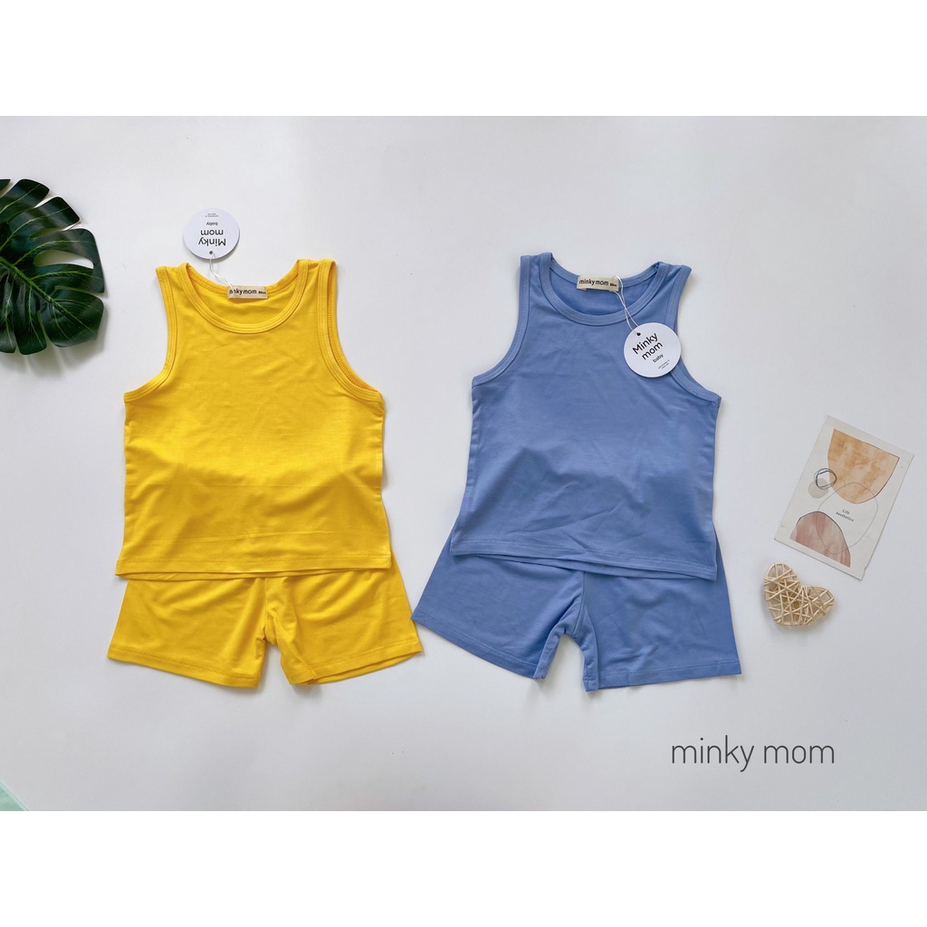 [Bé 7-27kg] Bộ ba lỗ thun lạnh màu trơn Minky Mom cho bé trai bé gái - HÀNG LOẠI 1