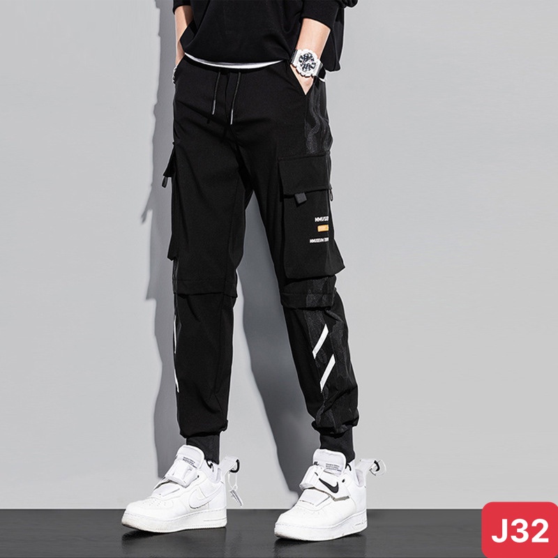 Quần jogger nam túi hộp bo chân màu đen không rách chất kaki cao cấp co dãn 4 chiều, quần baggy thể thao nam ADO11 mới