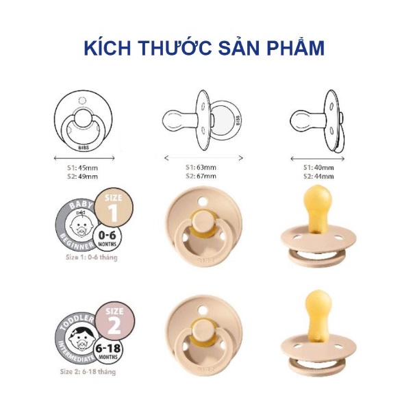 [Chính hãng] Ti Ngậm / Ti giả BIBS Đan Mạch Tặng Nắp Trứng 0-6m/6-18m