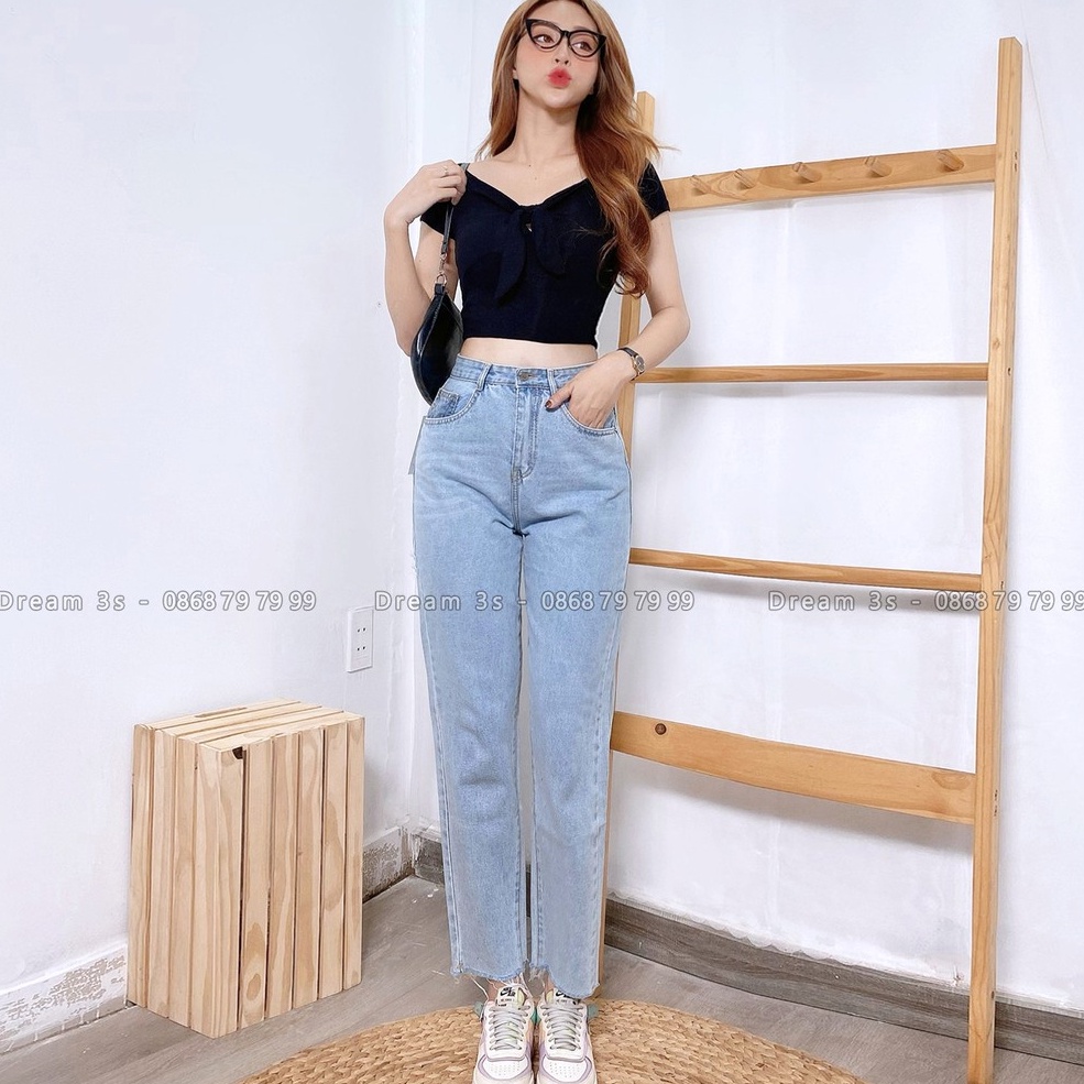 Quần Baggy Jeans Trơn Nữ, Quần Jean Nữ Dáng Baggy Hoạ Tiết Trơn Chất Jeans Cao Cấp Dr192