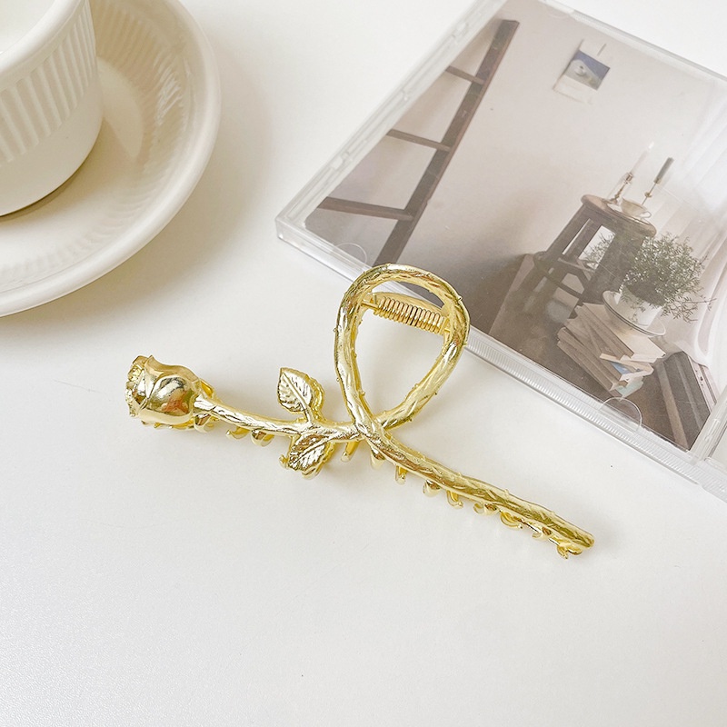 Kẹp Tóc Hình Hoa Hồng Bằng Kim Loại 2022 Sang Trọng