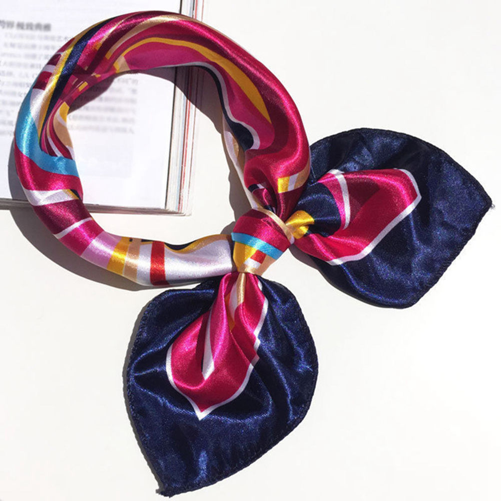 Khăn Choàng Vuông Nhỏ Bằng Vải Satin In Họa Tiết Dành Cho Nữ