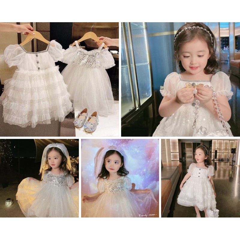 VÁY TRẮNG CÔNG CHÚA XOÈ BỒNG