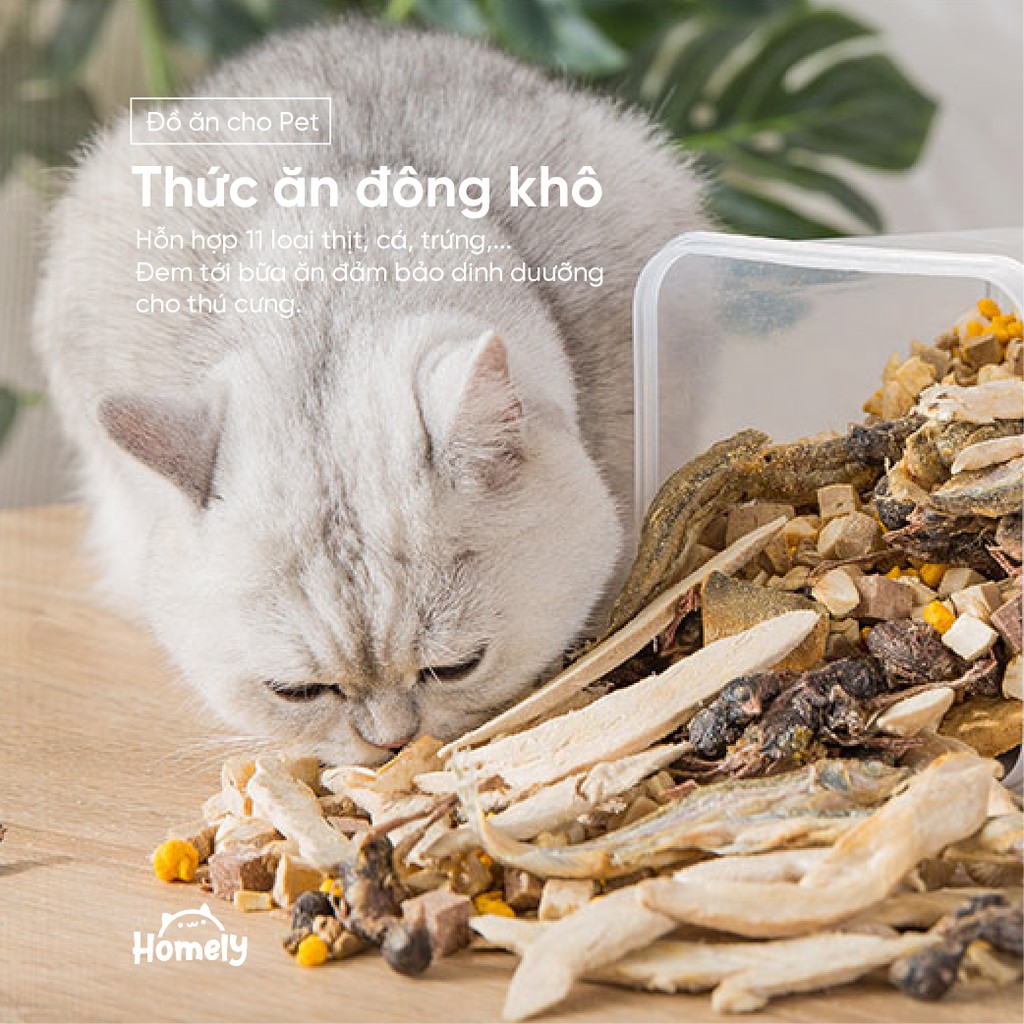 Thức ăn đông khô cho chó mèo 13 loại thịt sấy khô cao cấp hộp 680g