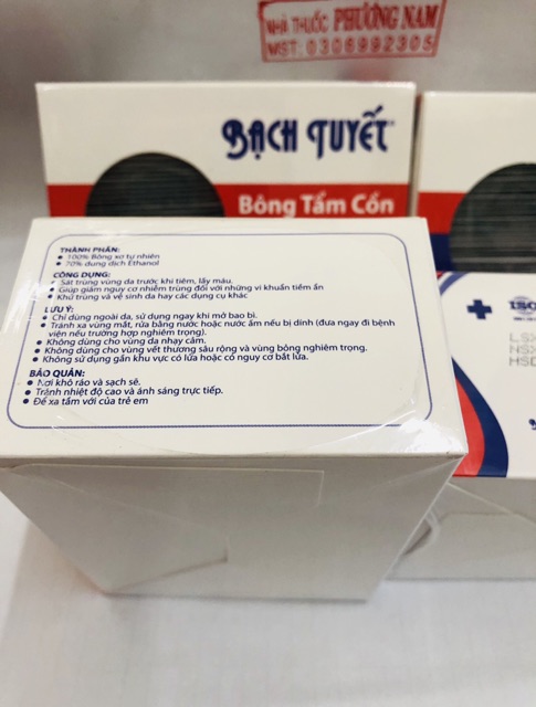 Bông tẩm cồn BẠCH TUYẾT-Hộp 100 Miếng