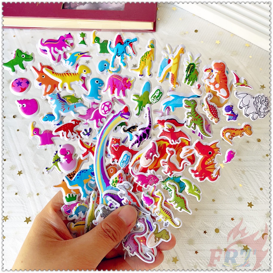 ▶ Bộ 5 Tấm Sticker Dán Trang Trí Hình Khủng Long Hoạt Hình Q-1 DIY ◀ Miếng Dán PVC 3D Chống Thấm Nước Chất Lượng
