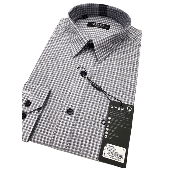Áo Sơ Mi Nam Dài Tay Owen AR20841DT Somi Công Sở Cao Cấp Màu Kẻ Caro Navy Trắng Dáng Suông Có Túi Vải Sợi Tre Mềm Mát | BigBuy360 - bigbuy360.vn