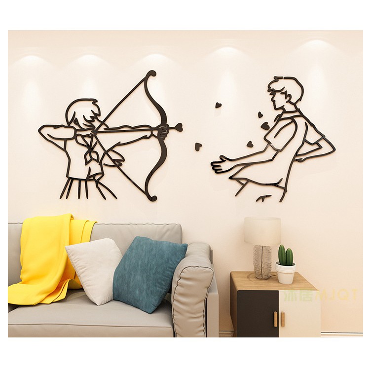 Tranh dán tường mica 3d decor khổ lớn tranh cặp đôi couple trang trí phòng khách, phòng ngủ, cưới Nhiều Size - EPeBen