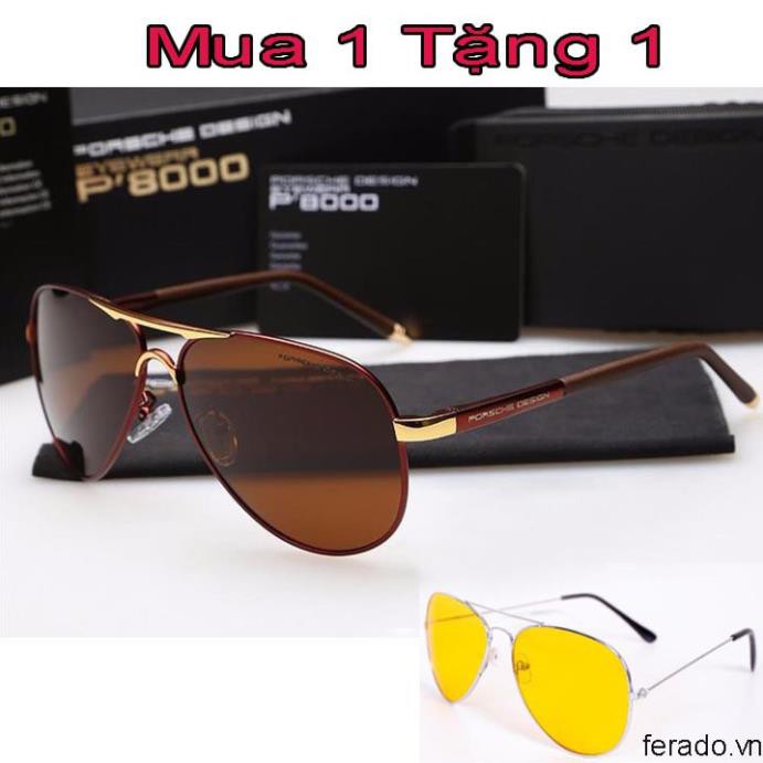 Kính porache nâu đỏ tặng kính xuyên đêm