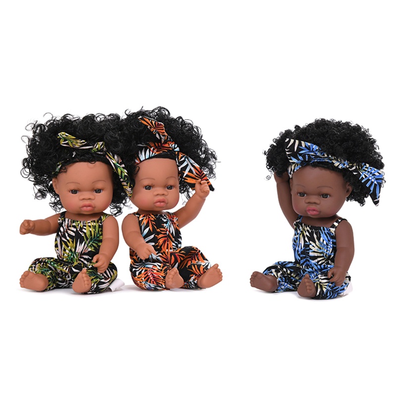 Búp Bê Bé Gái Châu Phi Bằng Vinyl Mềm Mại Giống Thật 35cm Sống Động Như Thật