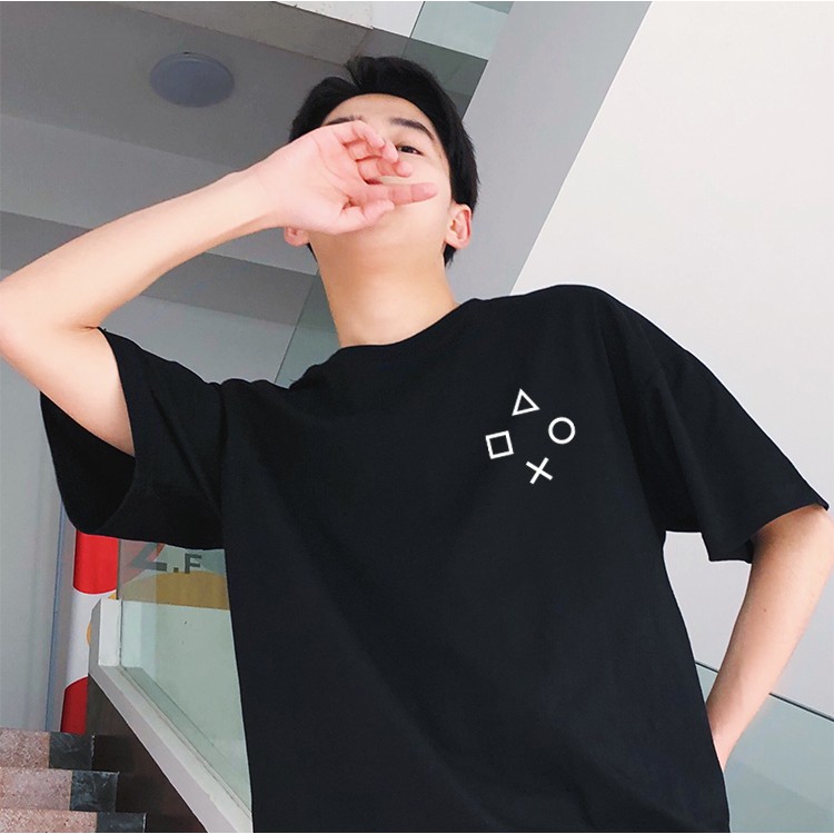 Áo phông nam nữ tay lỡ dáng rộng GAME unisex oversize áo thun unisex mặc đôi nhóm màu trắng đen basic