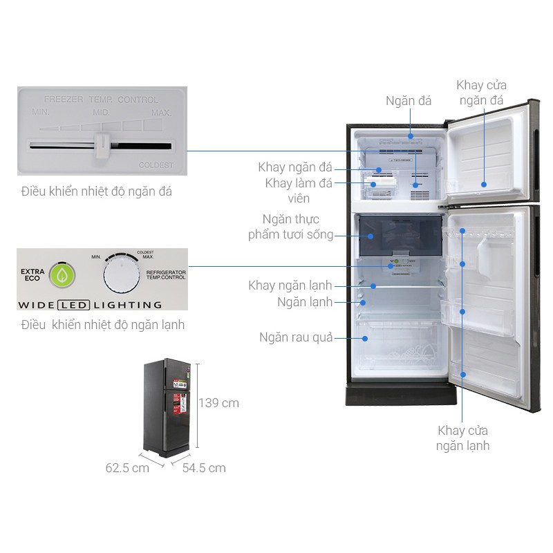 Tủ lạnh 196 lít Sharp J-Tech Inverter SJ-X201E-SL