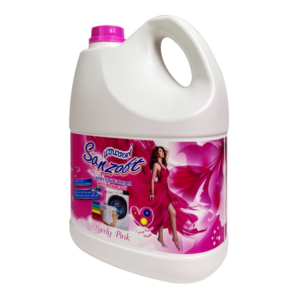Nước giặt xả đậm đặc SANZOFT ngát hương hoa hồng đáng yêu Thái Lan 3500ml - can trắng hồng - Lovely pink