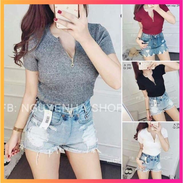 ( Duy Nhất ) Áo Body Tay Ngắn Khoá Ngực ( Hàng chuẩn store )