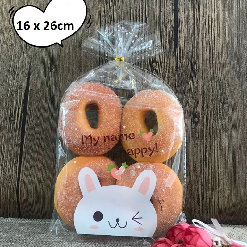 10 Túi cột bánh Thỏ Happy ⚡ SIÊU HOT ⚡ túi cột đựng bánh xinh xắn độc đáo lạ mắt