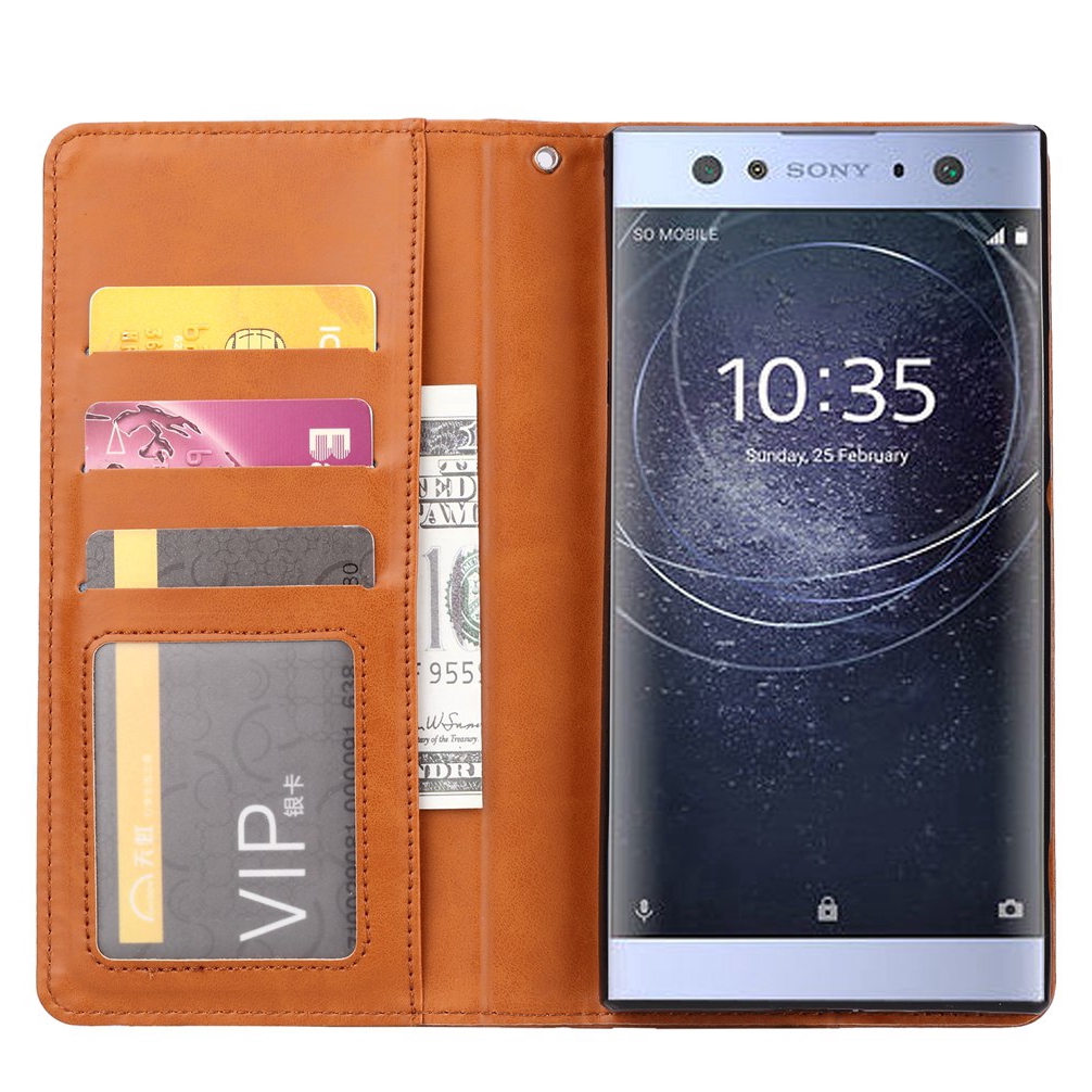 Multi-Card Slots Casing Sony Xperia XA2 Wallet Case Magnetic Leather Flip Cover