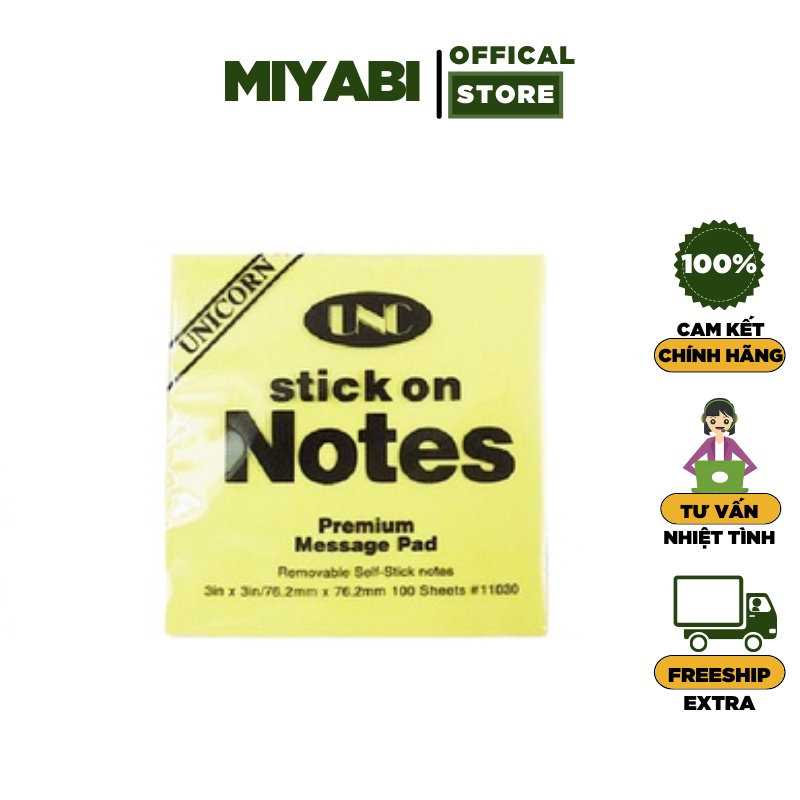 Giấy ghi chú - Note cute văn phòng phẩm UNC 100 tờ / tập màu vàng  - Miyabi Store